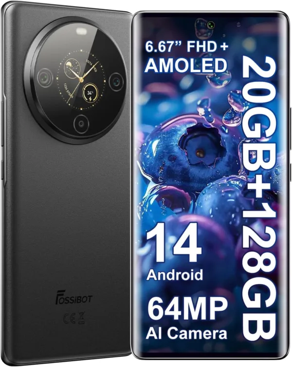 FOSSIBOT S3 Pro – Smartphone Double Écran AMOLED | 64 MP | 20 Go RAM | 128 Go | Android 14 | NFC | 5000 mAh