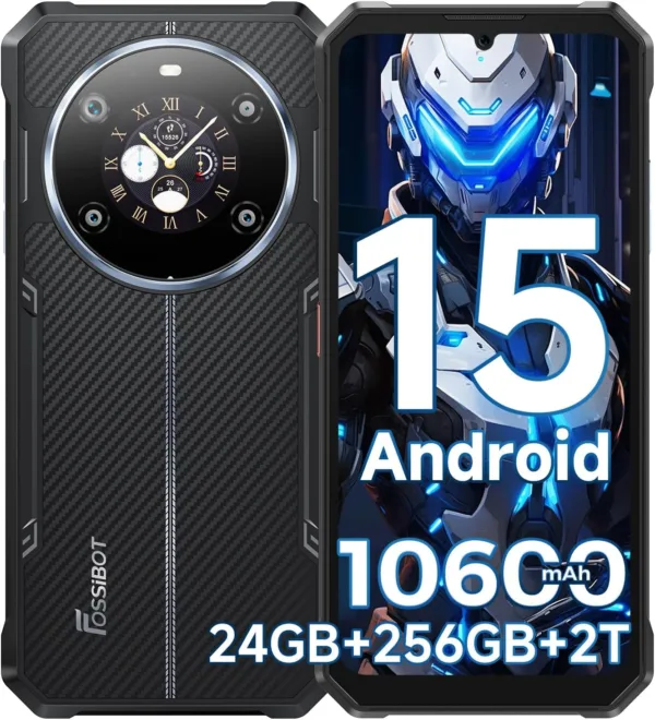 FOSSIBOT F109S – Smartphone Incassable 4G | Double Écran HD | Batterie 10 600 mAh | 24 Go RAM + 256 Go | Android 15 | IP68/IP69K | 50 MP